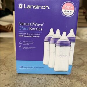 Lansinoh NaturalWave Glass Baby Bottles - Purple/White